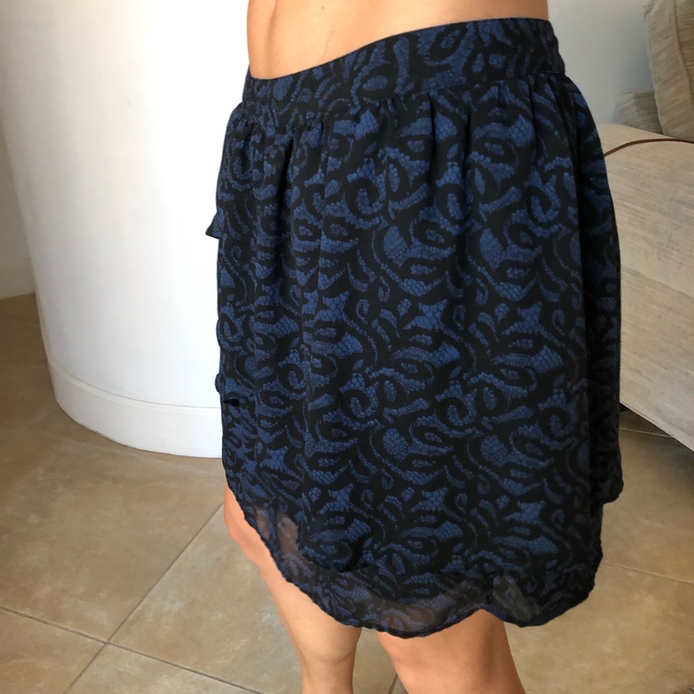 UO Silence + Noise Lace Print Layered Mini Skirt